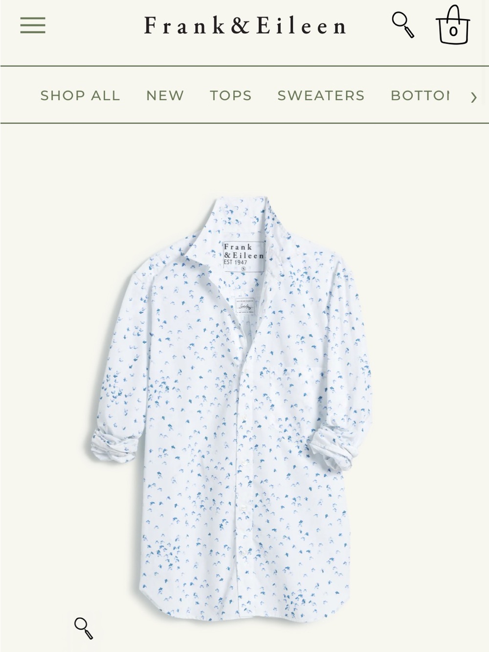 Frank & Eileen White Shirt with Blue and Pink Butterfly Print
